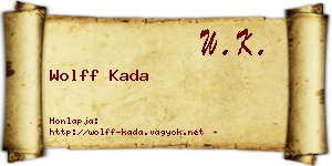 Wolff Kada névjegykártya